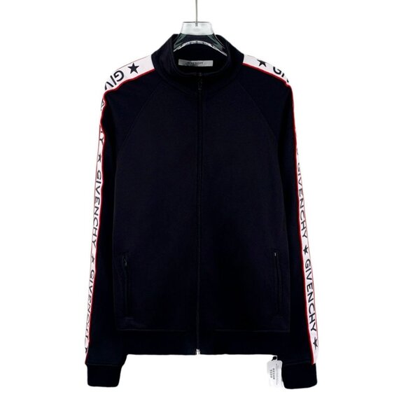 DM0109 Givenchy Mens Black Full-Zip Track Jacket With Logo Stripe - Picture 1 of 7